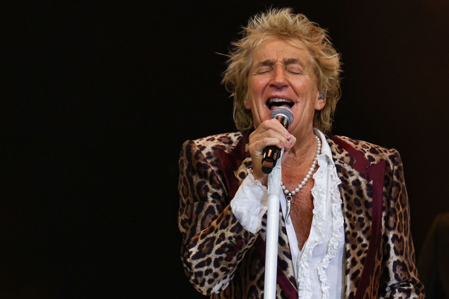 Singer Rod Stewart performs at Hollywood Casino Amphitheater